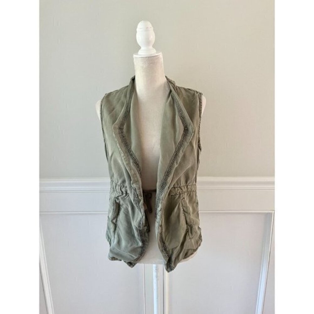 Max Jeans Utility Vest Olive Green Open Front XS